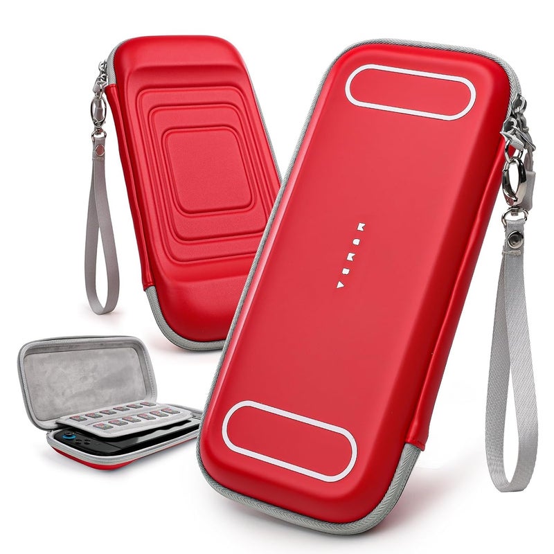 Mumba Slim Carrying Case for Nintendo Switch 2 2025, Hard Shell Protective Carry Bag with 12 Game Cart Slot, Light weight and Portable Travel Case with Dual Zipper and Wrist Strap (Red) - Image 1
